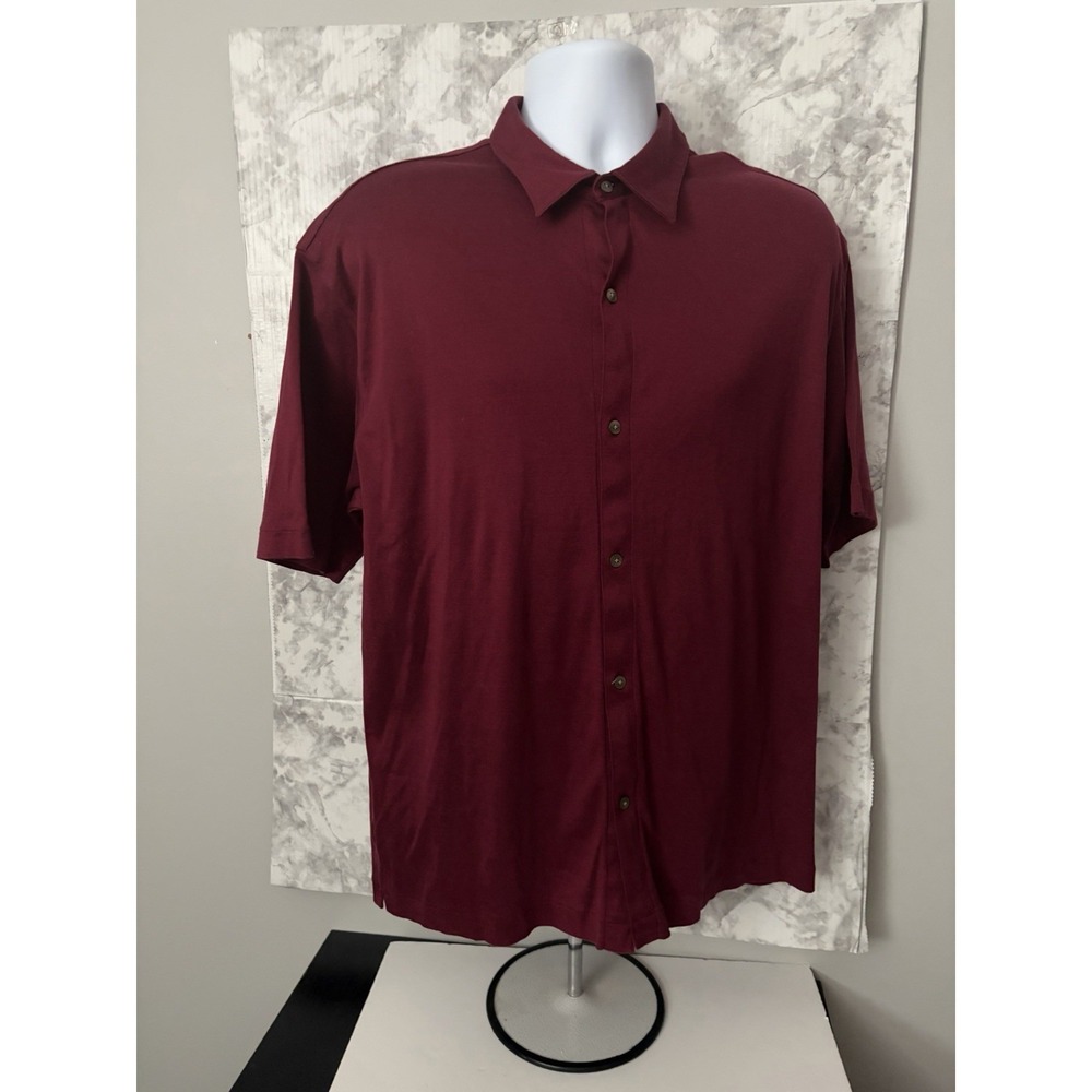 Nike Golf Shirt/Large/ Button Down/Short Sleeve Maroon/Cotton/Tiger Woods
